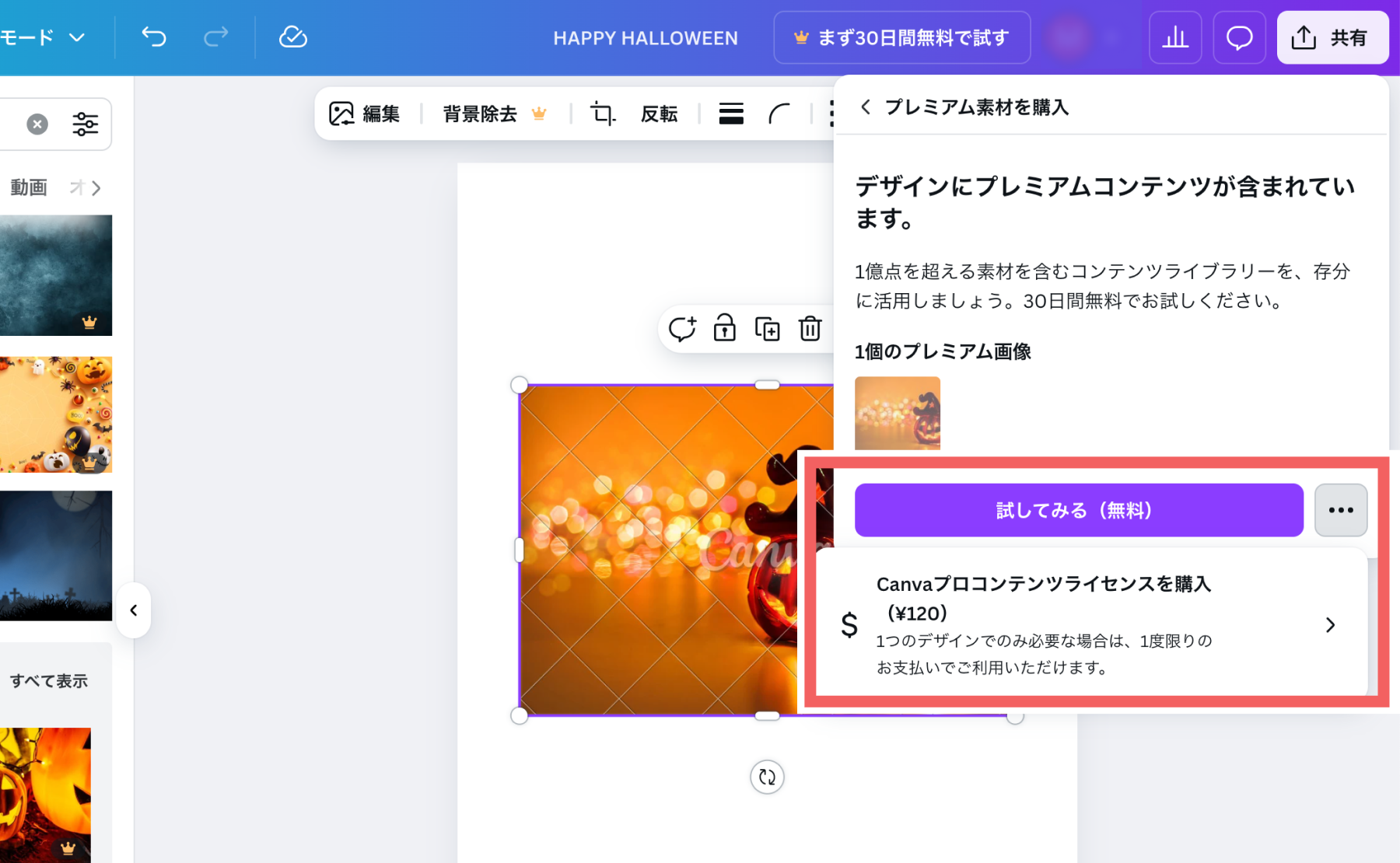 プレミアム素材の購入